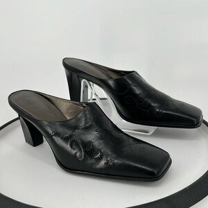 FRANCO SARTO BLACK LEATHER MULES‎